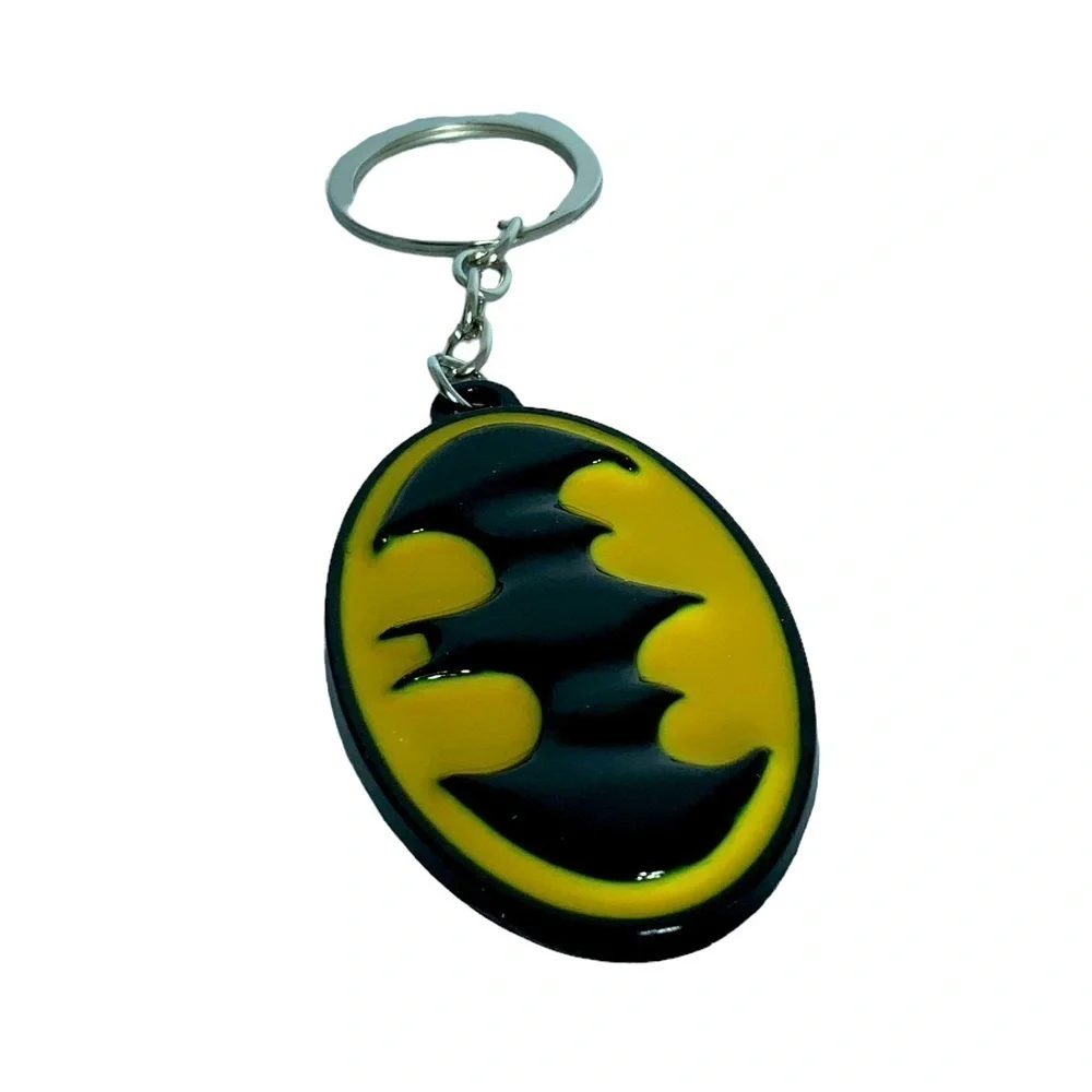 Batman Keychain DC Comics Split Key Ring Glossy Enameled Metal and Gift Pouch